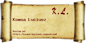 Komsa Luciusz névjegykártya